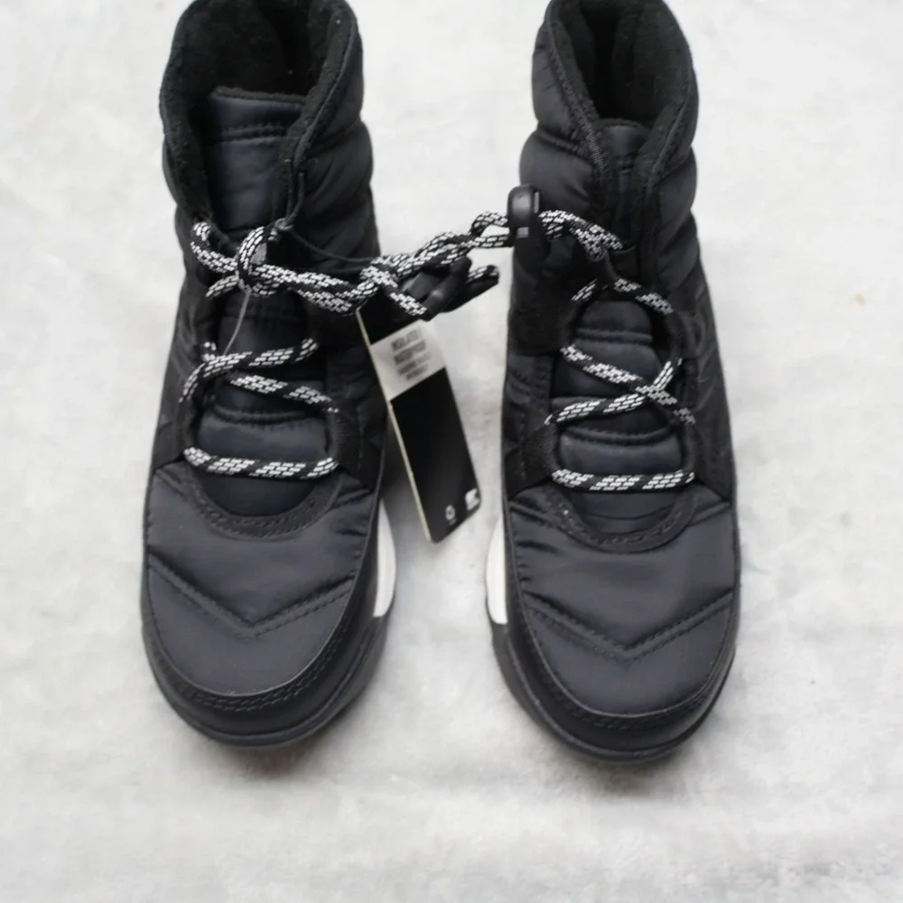Sorel Kids 13 Boots Black Whitney II Puffy Short Lace Insulated Waterproof NWD